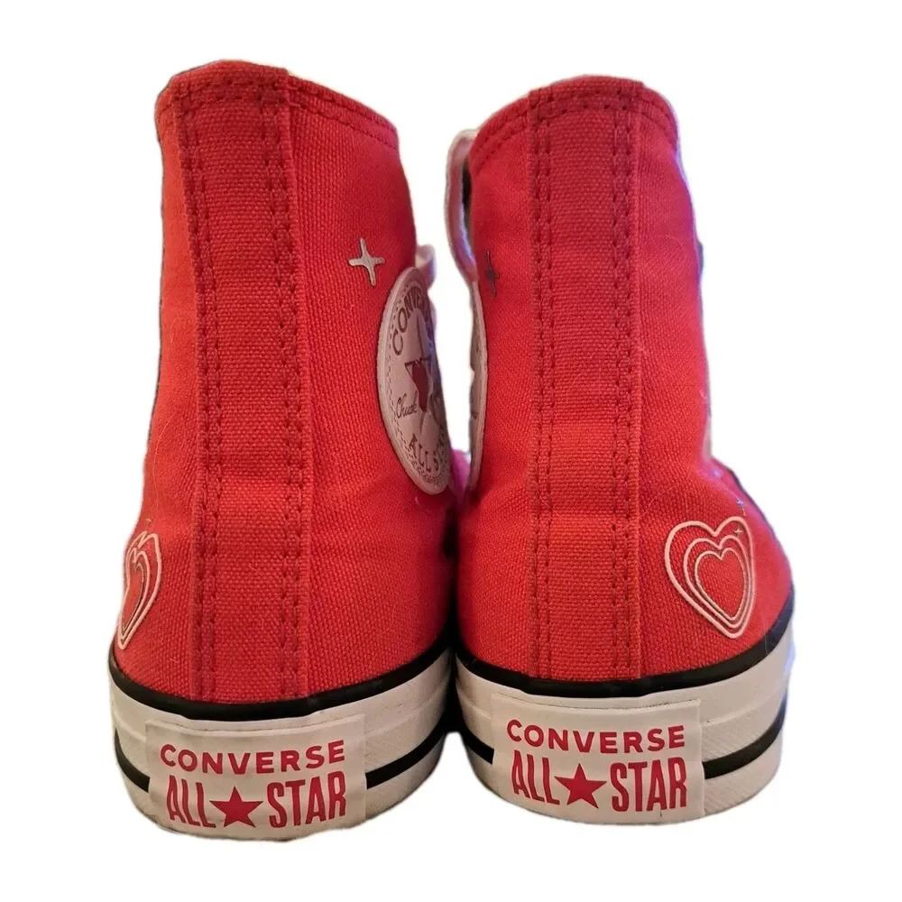 CONVERSE YTK HI Hearts  Valentine's Day Shoes A09117C Womens Size 7.5 EUC W/ Box - Picture 4 of 10